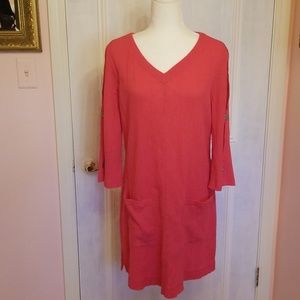 Denim & Co hot pink tunic dress/swim coverup